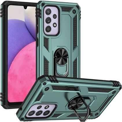 Mobigear Armor Ring Samsung Galaxy A33 Fodral Hårdplast Skal Stötsäkert med ringhållare - Grön
