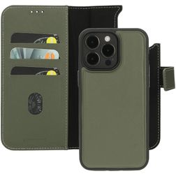 Mobiparts iPhone 15 Pro Max MagSafe Cover Ægte læder Aftageligt 2-i-1-pungetui med Seddelrum - Grøn