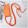 Mobigear Lanyard Card iPhone 15 Plus Silikone Cover med snor og kortholder - Orange