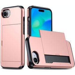 Mobigear Card iPhone 17e Hard Case Back cover Shockproof with Card Holder - Rose Gold