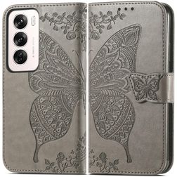 Mobigear Butterfly OPPO Reno 12 Pro Lompakkokotelo + Setelitasku - Harmaa