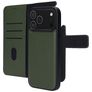 Mobiparts iPhone 17 Pro Max Pouzdro Pravá kůže Knížkové pouzdro 2v1 s odnímatelným krytem Peněženka - Zelená
