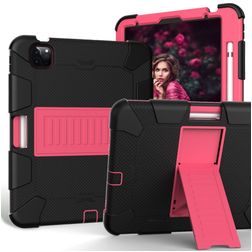 Mobigear ShieldStand iPad Air 5 (2022) Plastica rigida / Silicone Back cover + Portapenna + Supporto - Nero / Rosa