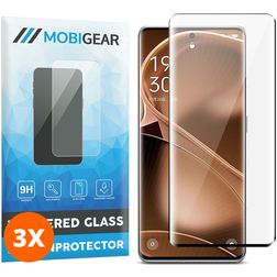 Mobigear OPPO Find X6 Pro Vidro temperado Película de ecrã - Compatível com capas - Preto (Pack de 3)