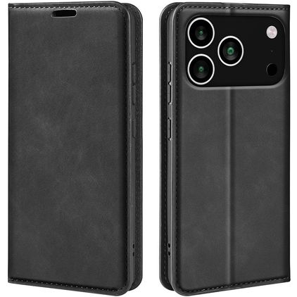 Mobigear Retro Slim iPhone 17 Pro Lompakkokotelo + Setelitasku - Musta