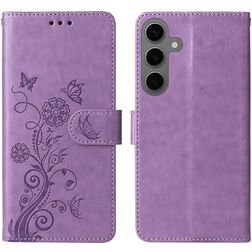 Mobigear Flowers Samsung Galaxy S24 FE Plånboksfodral med sedelfack - Lila
