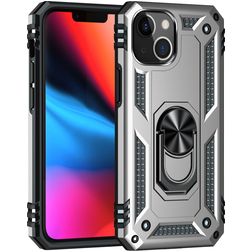 Mobigear Armor Ring iPhone 13 Funda Plástico rígido Carcasa Antigolpes con anillo - Plateado