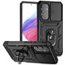 Mobigear Armor Ring Cam Slide Samsung Galaxy A54 Hårdt Bagsidecover Stødsikkert med ringholder og Camera Slider - Sort