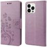 Mobigear Flowers iPhone 14 Pro Max Funda tipo libro Cartera - Morado