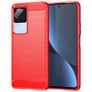 Mobigear Brushed Slim POCO F4 TPU flexible Carcasa - Rojo