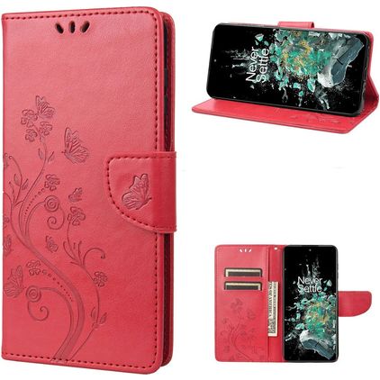 Mobigear Butterfly OnePlus 10T Capa livro Carteira - Vermelho