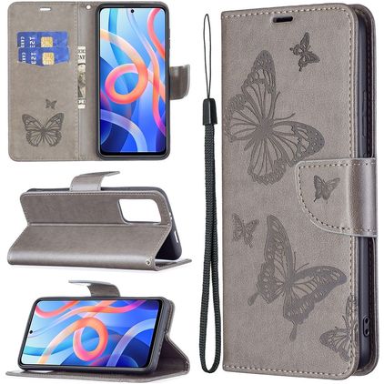 Mobigear Butterfly Xiaomi Redmi Note 11T Wallet case - Grey