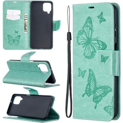 Mobigear Butterfly Samsung Galaxy A12 Etui z klapką typu portfel - Turkusowy