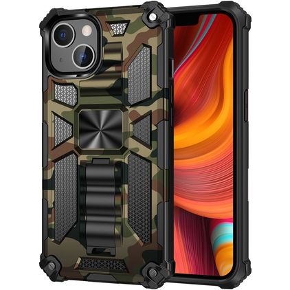 Mobigear Armor Stand iPhone 13 Fodral Hårdplast Skal Stötsäkert med ställ - Grön