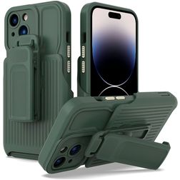 Mobigear Explorer iPhone 14 Pro Max Kova Suojakuori Iskunkestävä + Teline - Vihreä