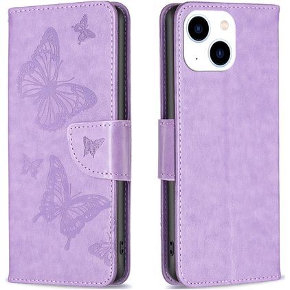 Mobigear Butterfly iPhone 15 Funda tipo libro Cartera - Morado