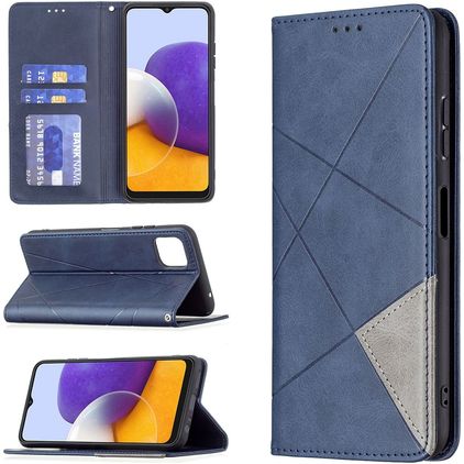 Mobigear Rhombus Slim Samsung Galaxy A22 5G Lompakkokotelo - Sininen