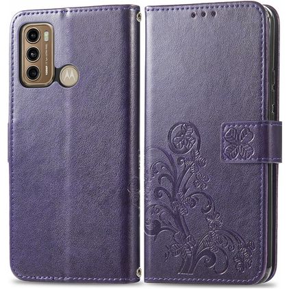 Mobigear Clover Motorola Moto G60 Cover a libro portafoglio - Viola