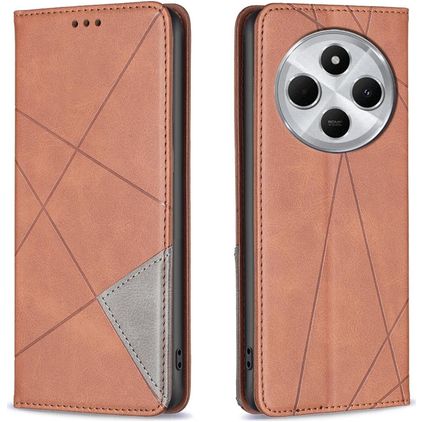 Mobigear Rhombus Slim Xiaomi Redmi 14C Knížkové pouzdro - Hnědá