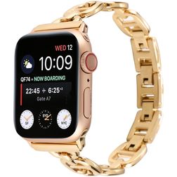 Mobigear Paris Rostfritt stål Apple Watch Armband Fjärilslås - 42/41/40/38 mm - Guld