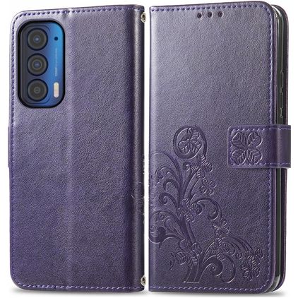 Mobigear Clover Motorola Edge (2021) Cover a libro portafoglio - Viola