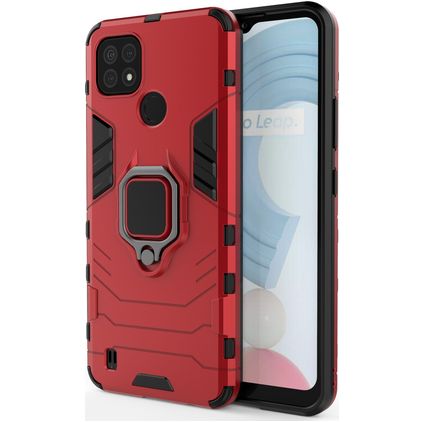 Mobigear Armor Ring Realme C21 Hardcase Back cover Antiurto con anello - Rosso