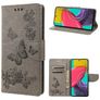Mobigear Butterfly Samsung Galaxy M53 Pungetui med Seddelrum - Grå