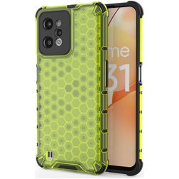 Mobigear Honeycomb Realme C31 Fodral Hårdplast Skal Stötsäkert - Grön