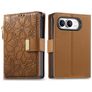 Mobigear Flowers iPhone Duo Cover a libro portafoglio - Marrone