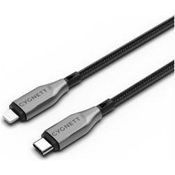 Cygnett Armoured USB-C – Apple Lightning Kaapeli MFI 0,6 m - Musta