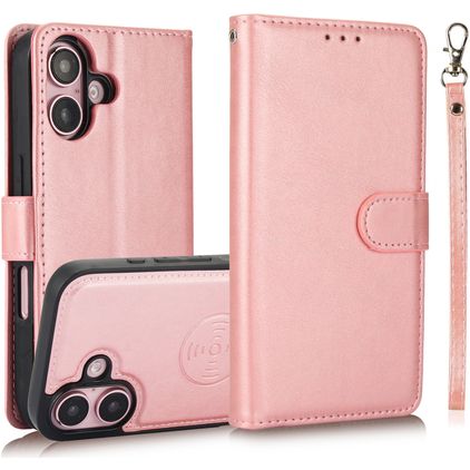 Mobigear Wallet iPhone 16 Plus Cover Aftageligt 2-i-1-pungetui med Seddelrum - Rosaguld