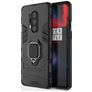 Mobigear Armor Ring OnePlus 8 Pro Hårdt Bagsidecover Stødsikkert med ringholder - Sort