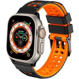 Mobigear Aero Armor Silikon Apple Watch Armband Spänne - 49/46/45/44 mm - Svart / Orange