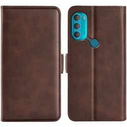 Mobigear Slim Magnet Motorola Moto G71 5G Cover a libro portafoglio - Marrone