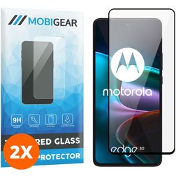 Mobigear Premium Motorola Edge 30 Cristal templado Protector de pantalla - Compatible con fundas - Negro (pack de 2)