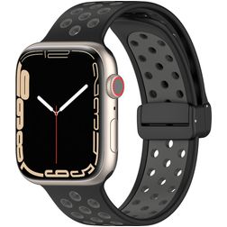 Mobigear Sport Plus Mag Silikone Apple Watch Urrem Magnetlås - 42/41/40/38 mm - Sort / Grå