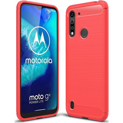 Mobigear Brushed Slim Motorola Moto G8 Power Lite TPU flexible Carcasa - Rojo