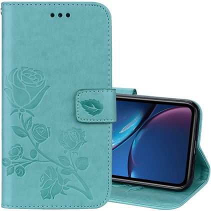 Mobigear Roses iPhone XR Wallet case - Turquoise