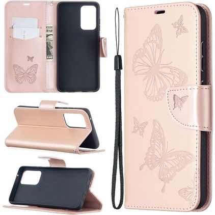 Mobigear Butterfly Samsung Galaxy A52 Funda tipo libro Cartera - Oro rosa