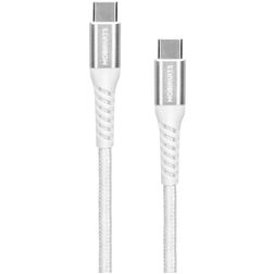 Mobiparts Woven Cable Cabo USB-C para USB-C 1,5 m - Branco