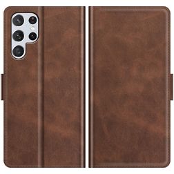 Mobigear Slim Magnet Samsung Galaxy S22 Ultra Funda tipo libro Cartera - Marrón