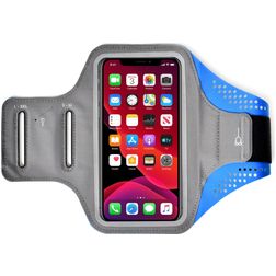 Mobigear Easy Fit Suporte de telemóvel para corrida Neopreno Capa desportiva Braçadeira desportiva - Medium - Azul