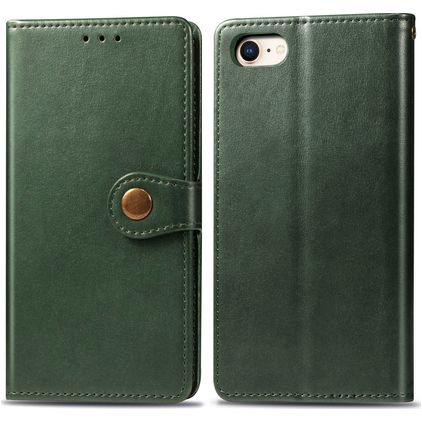 Mobigear Snap Button iPhone SE (2022) Funda tipo libro Cartera - Verde
