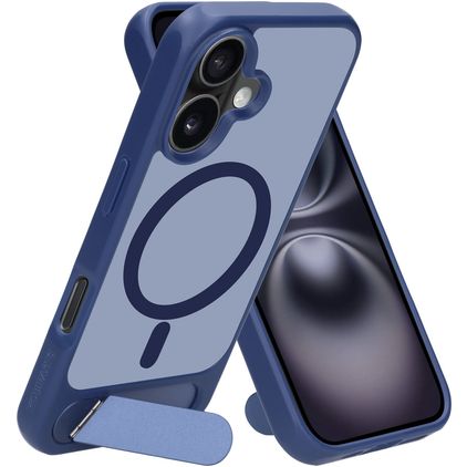 Mobiparts Hardcover iPhone 16 MagSafe Kova Suojakuori + Teline - Satin Blue