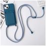 Mobigear Lanyard Card iPhone 15 Plus Silikon Skal med rem och korthållare - Mörkblå