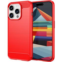 Mobigear Brushed Slim iPhone 15 Pro Fleksibel TPU Bagsidecover - Rød