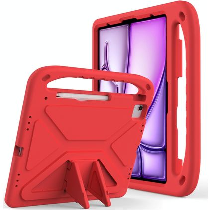 Mobigear AeroArmor iPad Air 13 polegadas (2026) Capa para crianças com pega + Suporte para caneta stylus - Vermelho