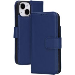 Mobiparts Wallet iPhone 15 MagSafe Genuine Leather Wallet case - Blue