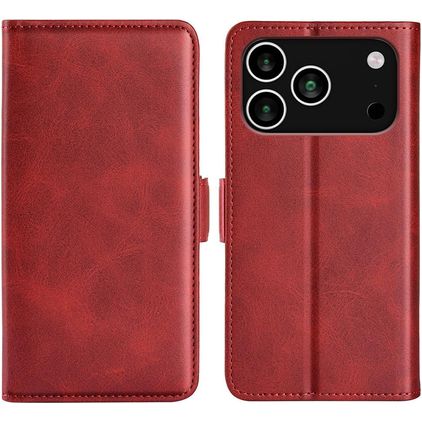 Mobigear Slim Magnet iPhone 18 Pro Max Pungetui med Seddelrum - Rød