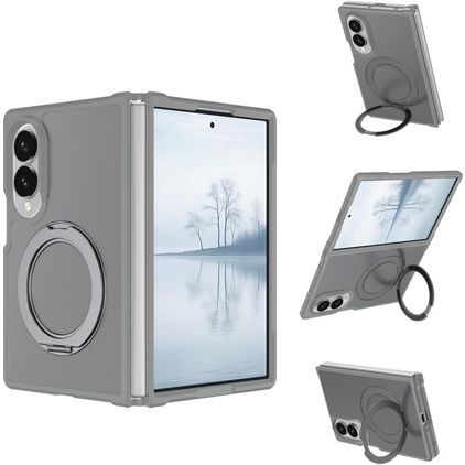 Mobigear 360 Rotating Ring Samsung Galaxy Z Fold 8 Ultra MagSafe Plástico rígido Capa traseira com anel - Cinzento